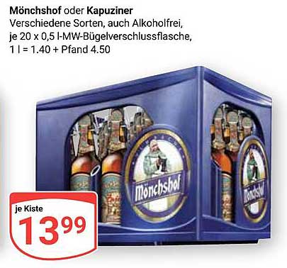 Mönchshof oder Kapuziner – Bierkasten-Angebot