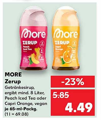 MORE Zerup Getränke-Sirup - Peach Iced Tea oder Capri Orange