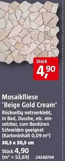 Mosaikfliese 'Beige Gold Cream'