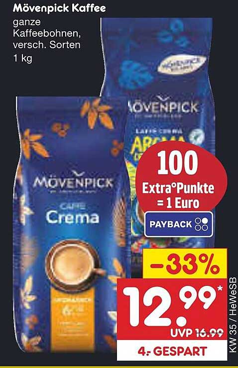 Mövenpick Kaffee – Ganze Kaffeebohnen, verschiedene Sorten (1 kg)