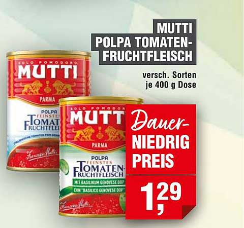 Mutti Polpa Tomaten-Fruchtfleisch - verschiedene Sorten, je 400 g Dose