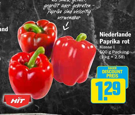 Niederlande Paprika rot Klasse I 500 g Packung