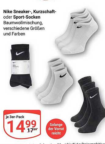 Nike Sneaker-, Kurzschaft- oder Sport-Socken 3er-Pack
