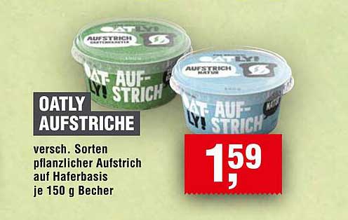 Oatly Aufstriche – Verschiedene Sorten auf Haferbasis je 150 g Becher