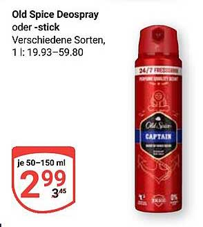 Old Spice Deospray oder -stick verschiedene Sorten, je 50-150 ml