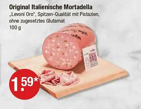 Original Italienische Mortadella "Levoni Oro" mit Pistazien, 100 g