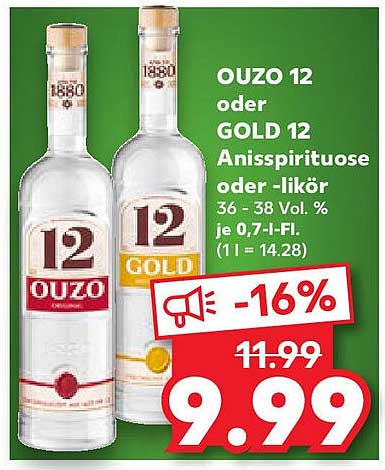 OUZO 12 oder GOLD 12 Anisspirituose oder -likör 0,7l