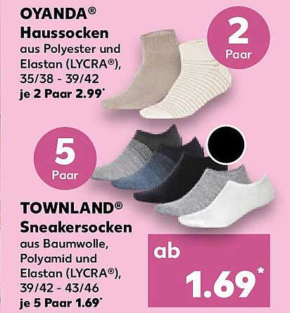 OYANDA® Haussocken & TOWNLAND® Sneakersocken im Kaufland-Prospekt
