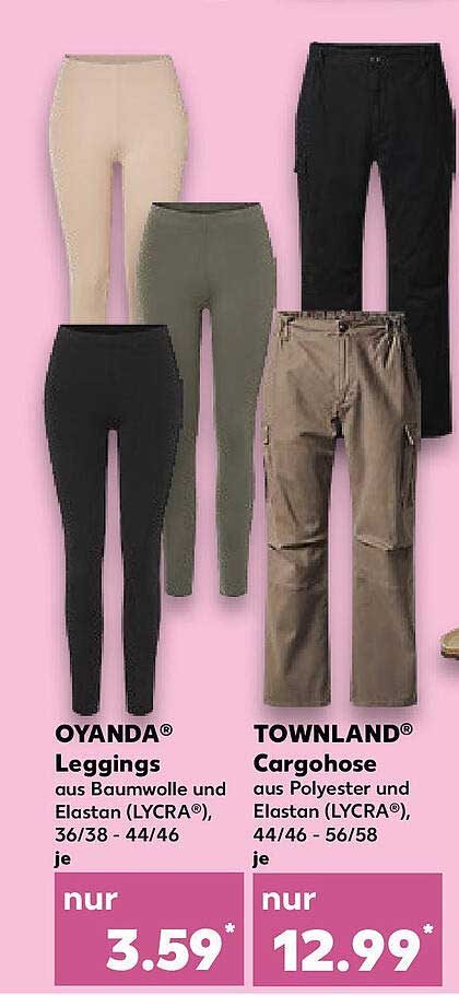 OYANDA® Leggings aus Baumwolle und Elastan (LYCRA®), 36/38 - 44/46, nur 3,59 €