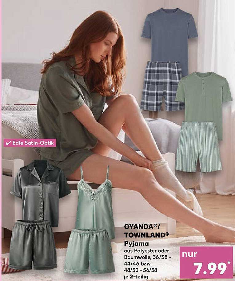 OYANDA®/TOWNLAND® Pyjama aus Polyester oder Baumwolle – 2-teilig
