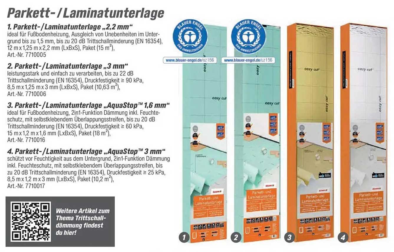 Parkett- / Laminatunterlage – optimal für Ihre Wohnräume