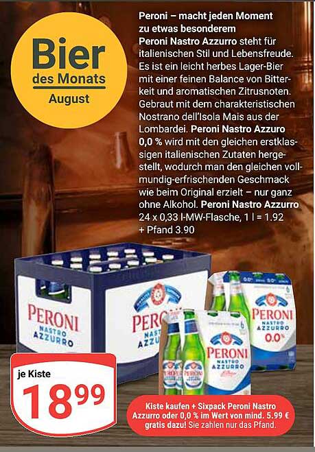 Peroni Nastro Azzurro – Bier des Monats August