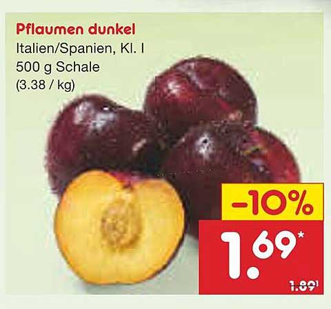 Pflaumen dunkel Italien/Spanien, Kl. I 500 g Schale