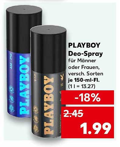 PLAYBOY Deo-Spray für Männer oder Frauen, verschiedene Sorten je 150-ml-Fl.