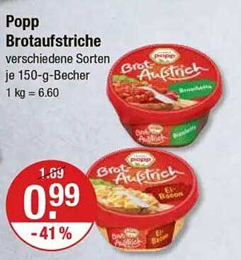 Popp Brotaufstriche - Verschiedene Sorten je 150-g-Becher