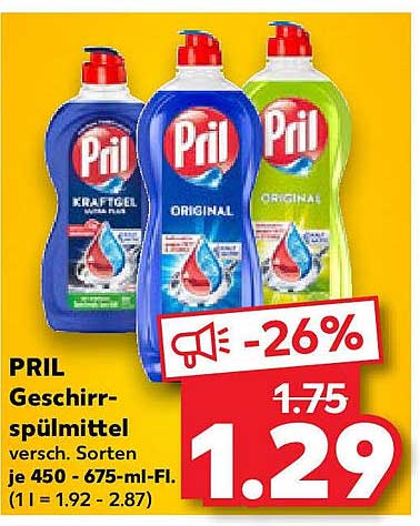 PRIL Geschirrspülmittel verschiedene Sorten je 450 - 675 ml Fl.