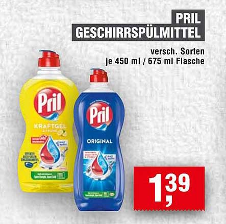 PRIL Geschirrspülmittel - verschiedene Sorten je 450 ml / 675 ml Flasche