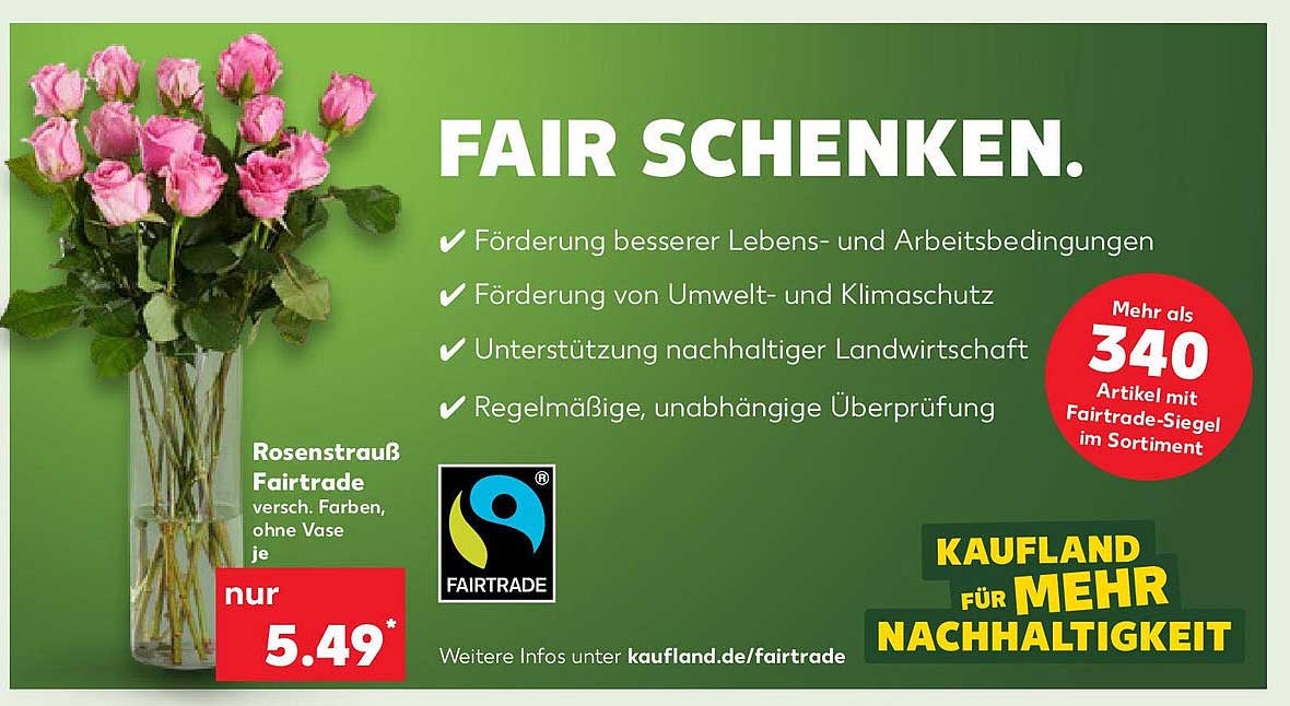 Rosenstrauß Fairtrade versch. Farben, ohne Vase