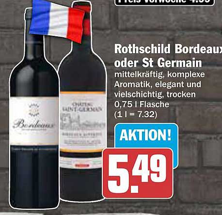 Rothschild Bordeaux oder St Germain, 0,75 l Flasche