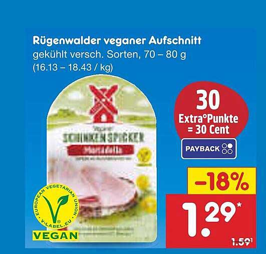 Rügenwalder veganer Aufschnitt – gekühlt, verschiedene Sorten, 70 – 80 g