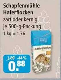 Schapfenmühle Haferflocken zart oder kernig je 500-g-Packung