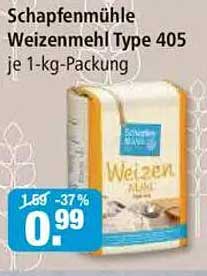 Schapfenmühle Weizenmehl Type 405 je 1-kg-Packung