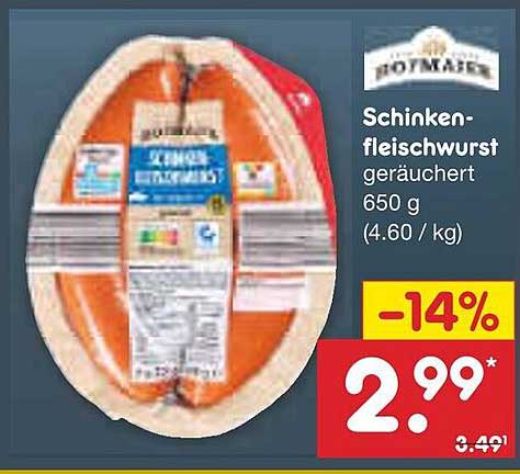 Schinkenfleischwurst geräuchert 650 g