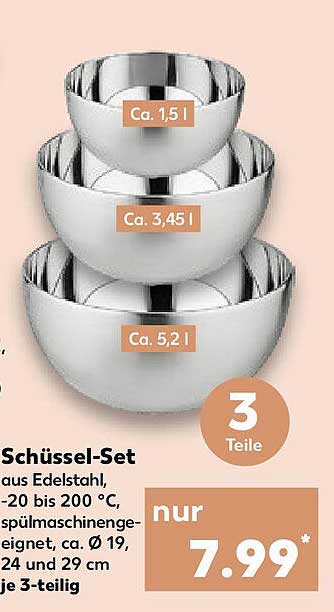 Schüssel-Set aus Edelstahl – 3-teilig