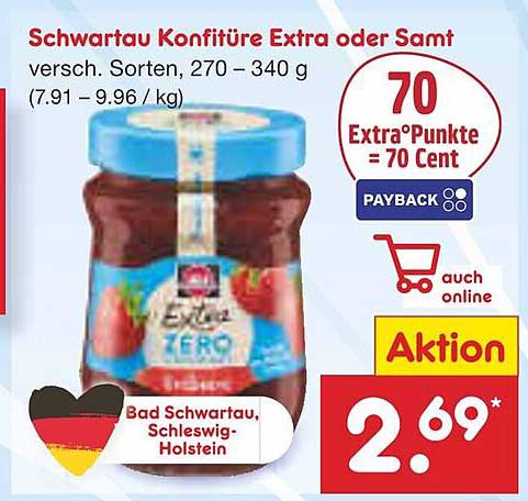 Schwartau Konfitüre Extra oder Samt - verschiedene Sorten, 270 – 340 g