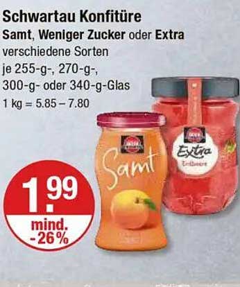 Schwartau Konfitüre Samt, Weniger Zucker oder Extra – verschiedene Sorten