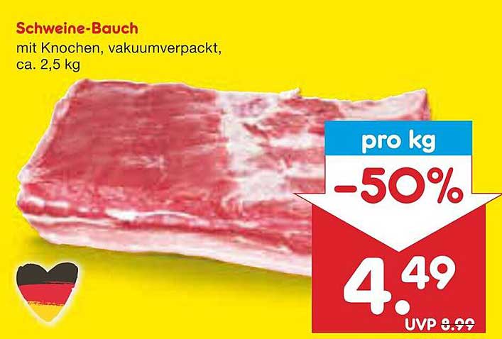 Schweine-Bauch mit Knochen, vakuumverpackt, ca. 2,5 kg