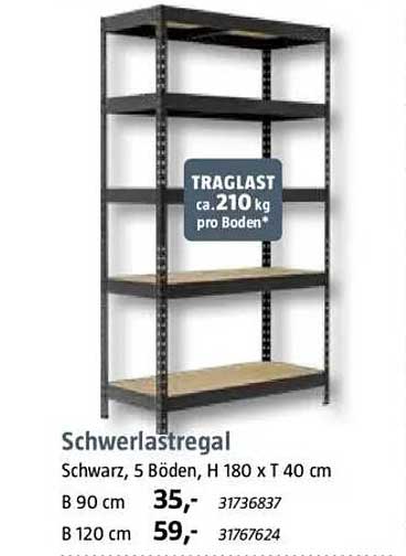 Schwerlastregal 5 Böden - Schwarz
