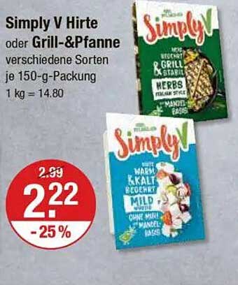 Simply V Hirte oder Grill-&Pfanne – verschiedene Sorten je 150-g-Packung