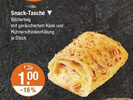 Snack-Tasche - Blätterteig mit geräuchertem Käse und Hühnerschinkenfüllung