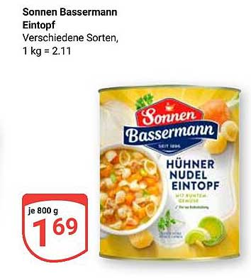 Sonnen Bassermann Hühnermudel Eintopf – 800 g für nur 1,69 €