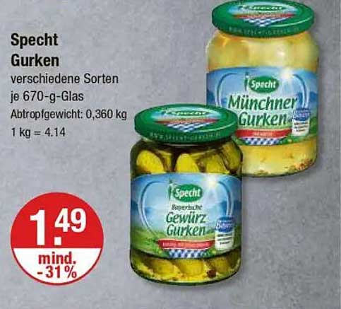 Specht Gurken – verschiedene Sorten je 670-g-Glas