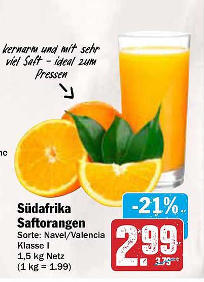 Südafrika Saftorangen Sorte: Navel/Valencia Klasse I