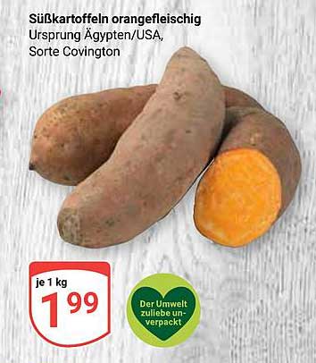 Süßkartoffeln orangefleischig, Ursprung Ägypten/USA, Sorte Covington