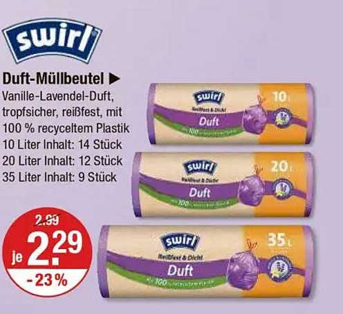 swirl Duft-Müllbeutel - Vanille-Lavendel-Duft