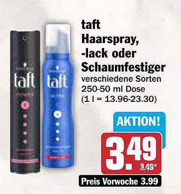 taft Haarspray, -lack oder Schaumfestiger 250-50 ml Dose