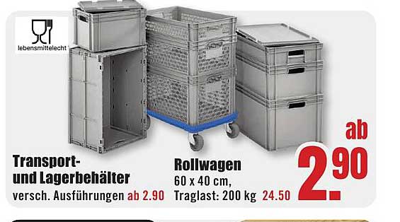Transport- und Lagerbehälter – verschiedene Ausführungen ab 2,90