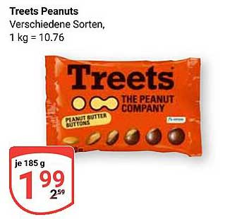 Treets Peanuts - Verschiedene Sorten, 185 g