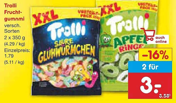 Trolli Fruchtgummi – 2 x 350 g, verschiedene Sorten