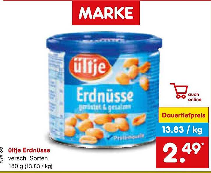 üljie Erdnüsse - geröstet & gesalzen, 180 g