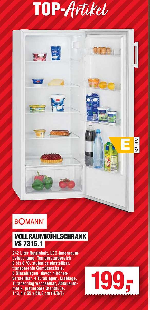 VOLLRAUMKÜHLSCHRANK VS 7316.1 von BOMANN