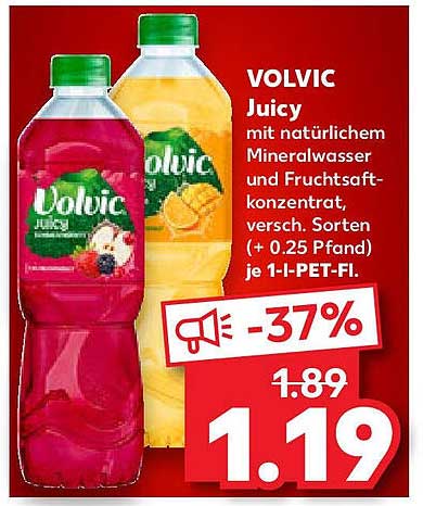 VOLVIC Juicy mit natürlichem Mineralwasser und Fruchtsaftkonzentrat