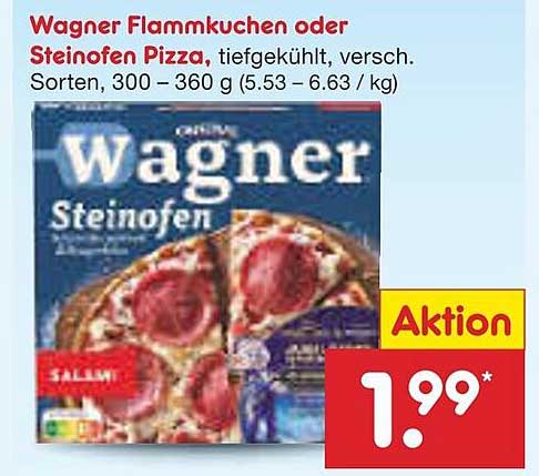 Wagner Flammkuchen oder Steinofen Pizza, tiefgekühlt, verschiedene Sorten, 300 – 360 g