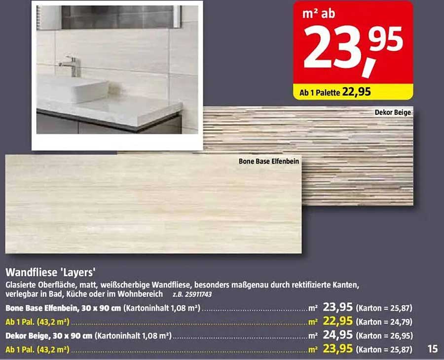 Wandfliese 'Layers' - Glasierte Oberfläche, matte, weißschimmernde Wandfliese
