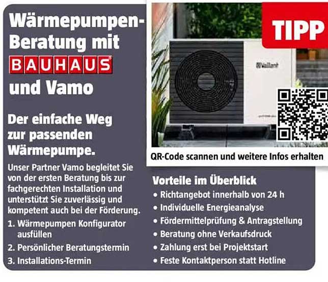 Wärmepumpen-Beratung mit BAUHAUS und Vamo