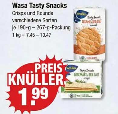 Wasa Tasty Snacks - Crisps und Rounds in verschiedenen Sorten